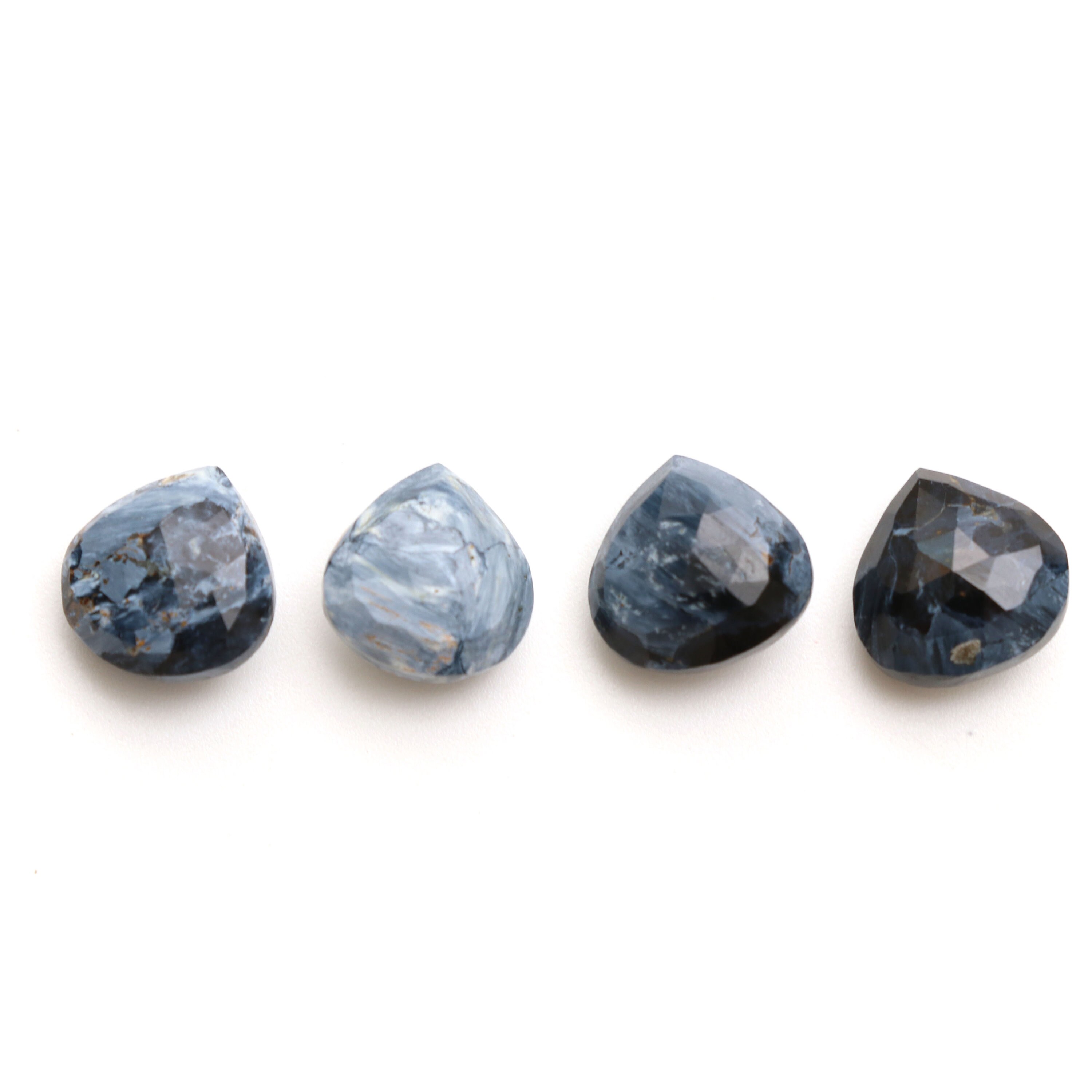 Natural Pietersite Faceted Heart Loose Gemstone, 12x12 Mm, Pietersite Jewelry Handmade Gift For Women, Set Of 4 Pieces