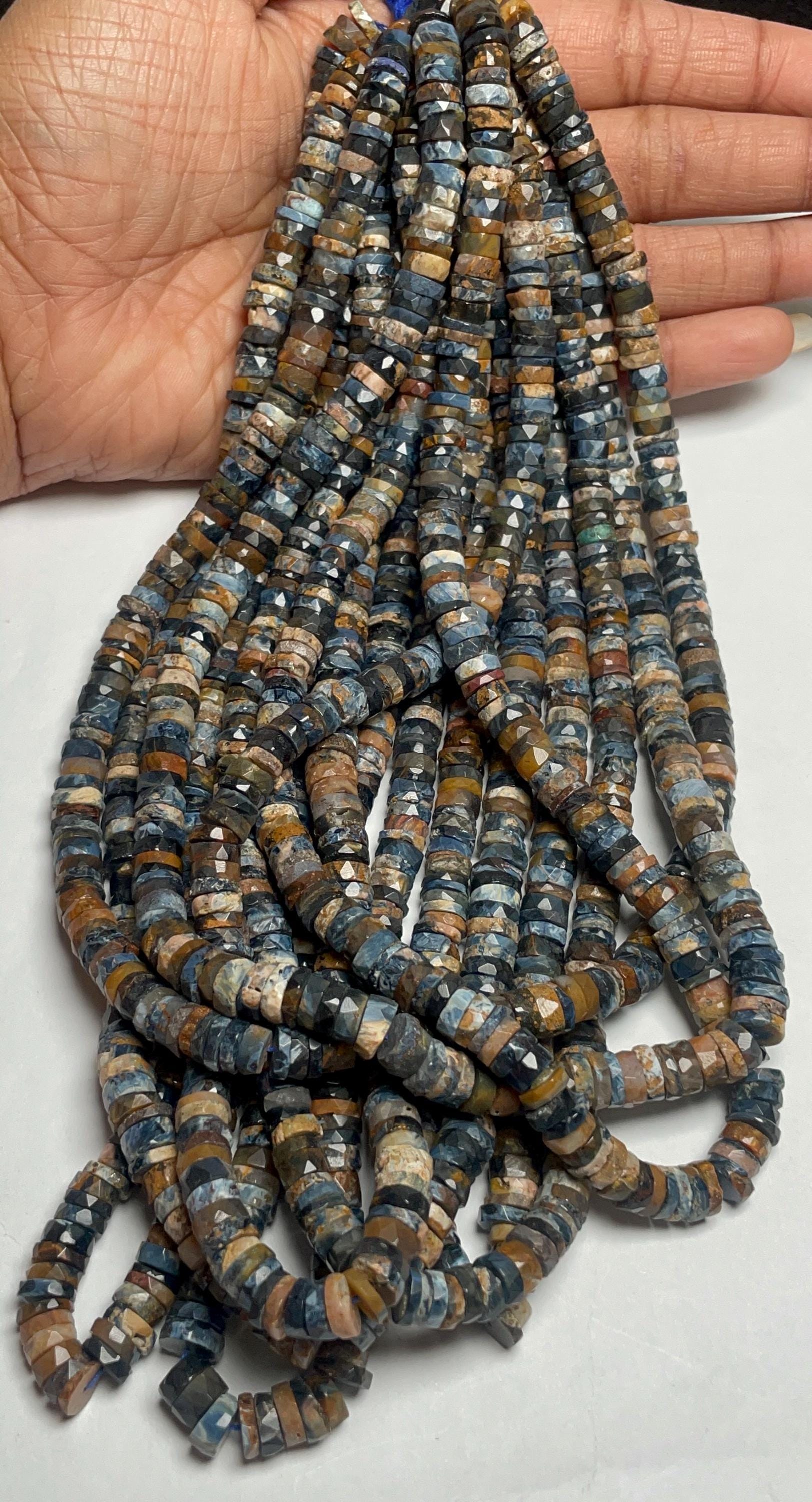 New Trendy Natural Pietersite Faceted Tyre Shape Beads Size- 6.5-7.5mm Length- 16 Inches Gemstone Beads Strand For Making Jewelry