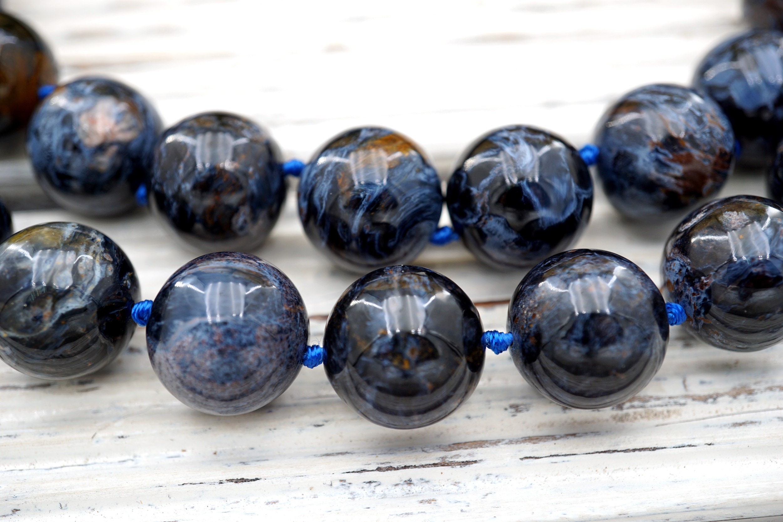 Pietersite Aa Grade 16-16.5mm Round Beads (etb01047) Rare/healing Necklace/vintage Jewelry/gemstone Necklace