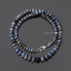 Blue Pietersite Gemstone Necklace, Rondelle Beads, 17 Inch Blue Pietersite Gemstone Necklace, Rondelle Beads, 17 Inch