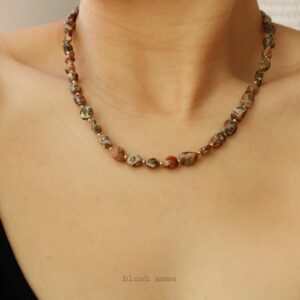 Earth Brown Semi Precious Stone Beaded Necklace, Jasper, Pietersite, Dainty Jewelry, Bridesmaid Bestie Her Gift Earth Brown Semi Precious Stone Beaded Necklace, Jasper, Pietersite, Dainty Jewelry, Bridesmaid Bestie Her Gift