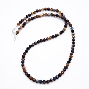 Pietersite Gemstone Necklace Sterling Silver, Dainty Black and Brown Beaded Necklace, 17 Inch Necklace, Tiny Gemstone Beaded Necklace Pietersite Gemstone Necklace Sterling Silver, Dainty Black and Brown Beaded Necklace, 17 Inch Necklace, Tiny Gemstone Beaded Necklace
