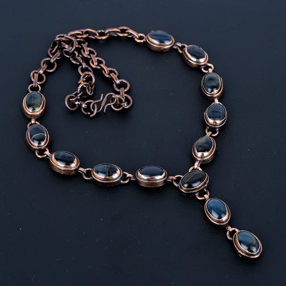 Handmade Pietersite Copper Necklace: Electroformed Gemstone Jewelry