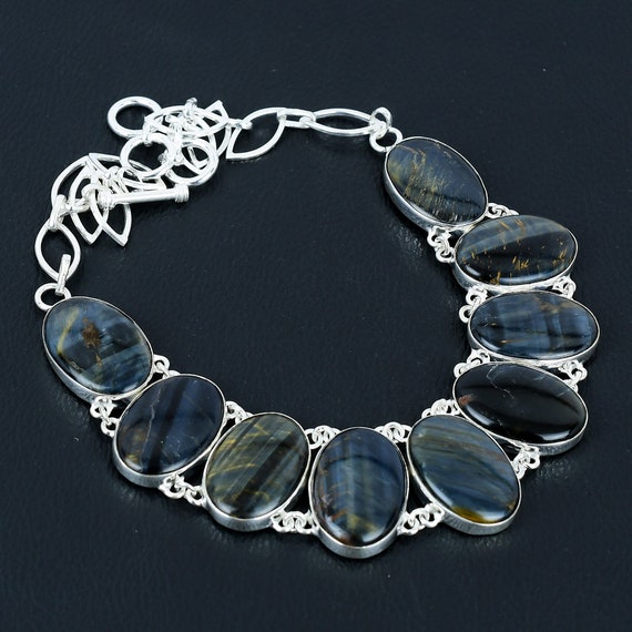 Handmade Pietersite Necklace: Oval Gemstone, 925 Sterling Silver, Adjustable
