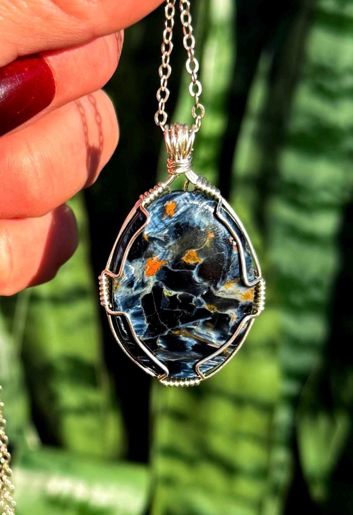 Pietersite Necklace In Sterling Silver - For Releasing Negative Energy And Emotional Turmoil - Pietersite Crystal - Crystal Necklace