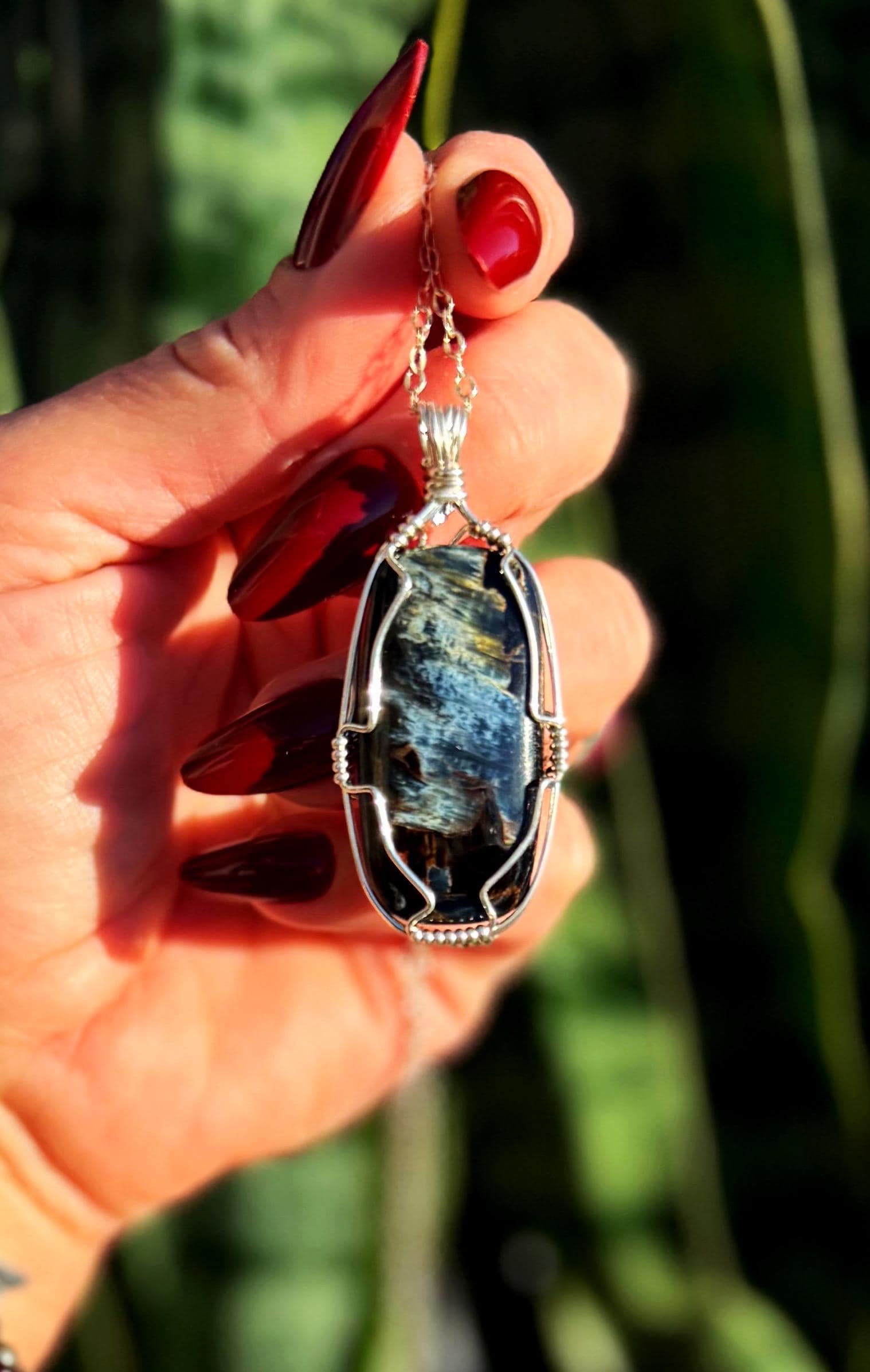 Pietersite Necklace In Sterling Silver - For Releasing Negative Energy And Emotional Turmoil - Pietersite Crystal - Crystal Necklace