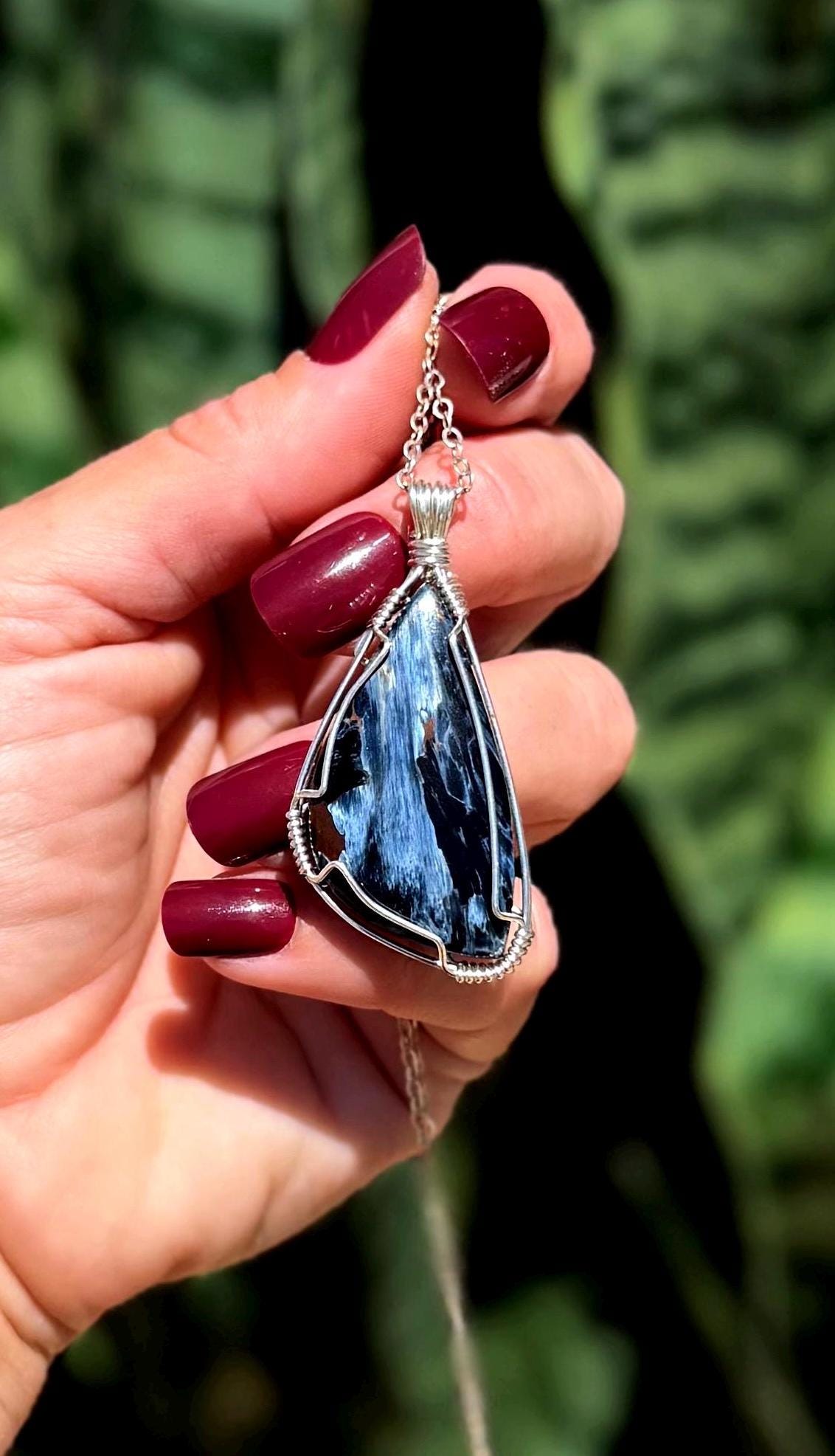 Pietersite Necklace In Sterling Silver - For Releasing Negative Energy And Emotional Turmoil - Healing Crystal - Crystal Necklace