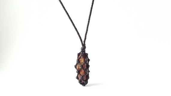 Pietersite Macrame Necklace: Adjustable Cord, Earth Tones Pietersite Macrame Necklace: Adjustable Cord, Earth Tones