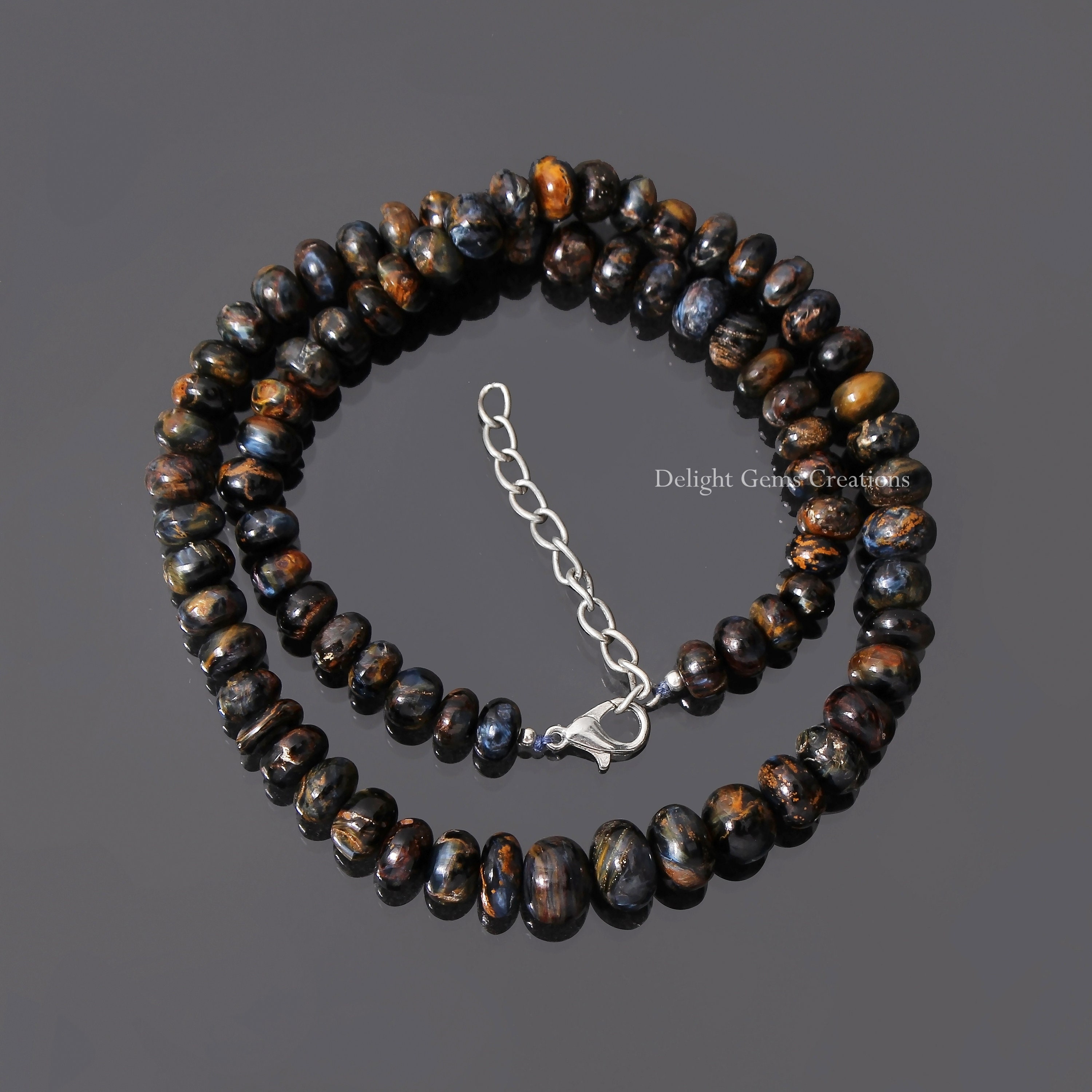 Natural Pietersite Smooth Rondelle Necklace, 7-10mm Pietersite Blue Gemstone Necklace, Pietersite Beaded Jewelry, 13" To 36" Inch Necklace Natural Pietersite Smooth Rondelle Necklace, 7-10mm Pietersite Blue Gemstone Necklace, Pietersite Beaded Jewelry, 13" To 36" Inch Necklace