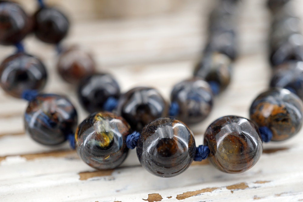 Pietersite Round Beads A Grade 8-8.5mm  (etb01073) Healing Necklace/vintage Jewelry