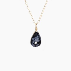 Pietersite Teardrop Necklace: 14k Gold Filled Chain, Tempest Stone Pietersite Teardrop Necklace: 14k Gold Filled Chain, Tempest Stone