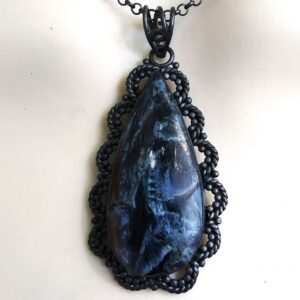 Pietersite Teardrop Necklace In Oxidized Sterling Silver Pietersite Teardrop Necklace In Oxidized Sterling Silver