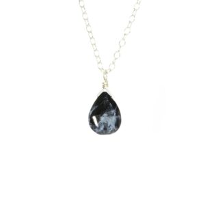 Pietersite Teardrop Necklace: Sterling Silver Chain, Tempest Stone Pietersite Teardrop Necklace: Sterling Silver Chain, Tempest Stone