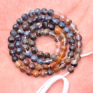 Aaa+ Natural Pietersite Gemstone 4mm Faceted Coin Briolette Beads | Rare Pietersite Semi Precious Gemstone Loose Fancy Beads | 13inch Strand Aaa+ Natural Pietersite Gemstone 4mm Faceted Coin Briolette Beads | Rare Pietersite Semi Precious Gemstone Loose Fancy Beads | 13inch Strand