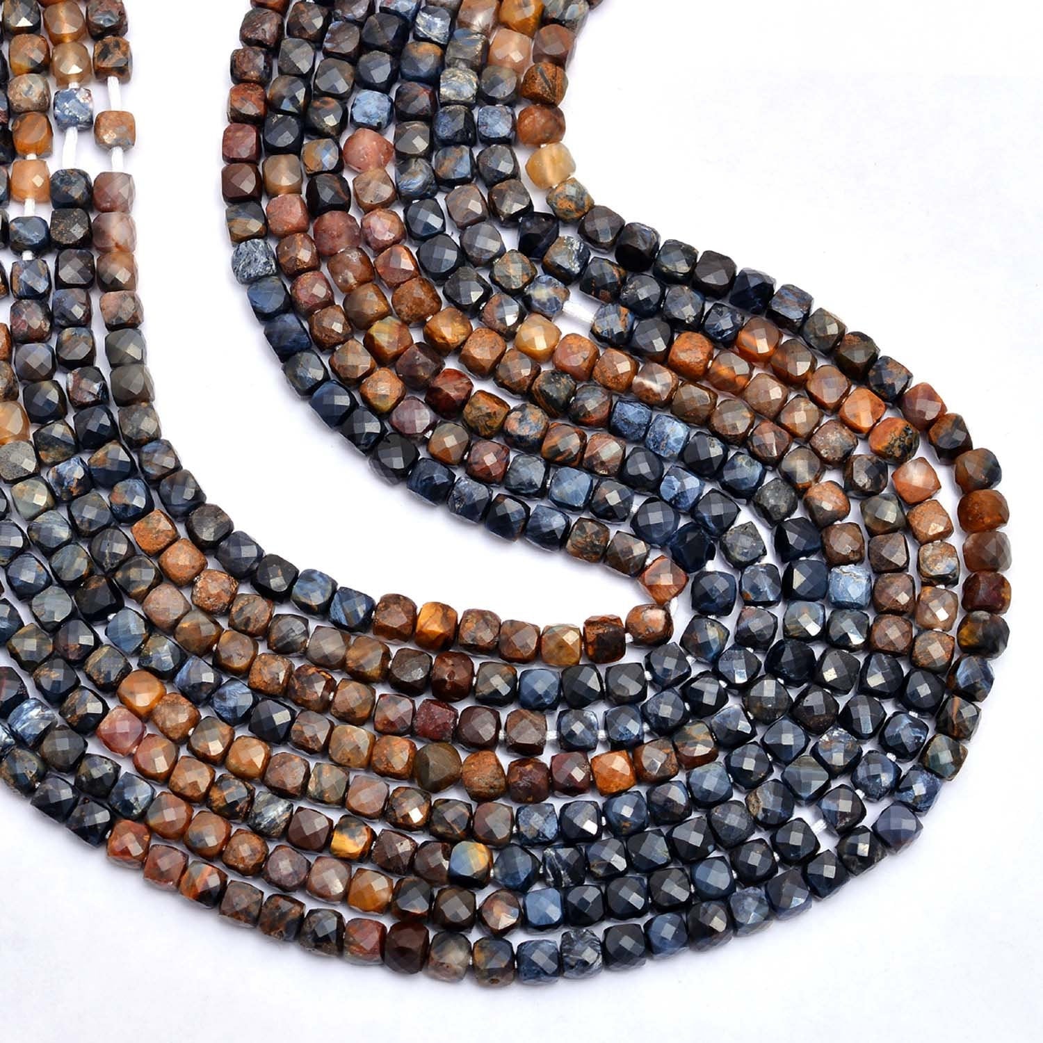 Aaa+ Natural Pietersite Gemstone 4mm Faceted Box Beads | Rare Pietersite Semi Precious Gemstone Loose 3d Cube Briolette Beads | 13" Strand Aaa+ Natural Pietersite Gemstone 4mm Faceted Box Beads | Rare Pietersite Semi Precious Gemstone Loose 3d Cube Briolette Beads | 13" Strand