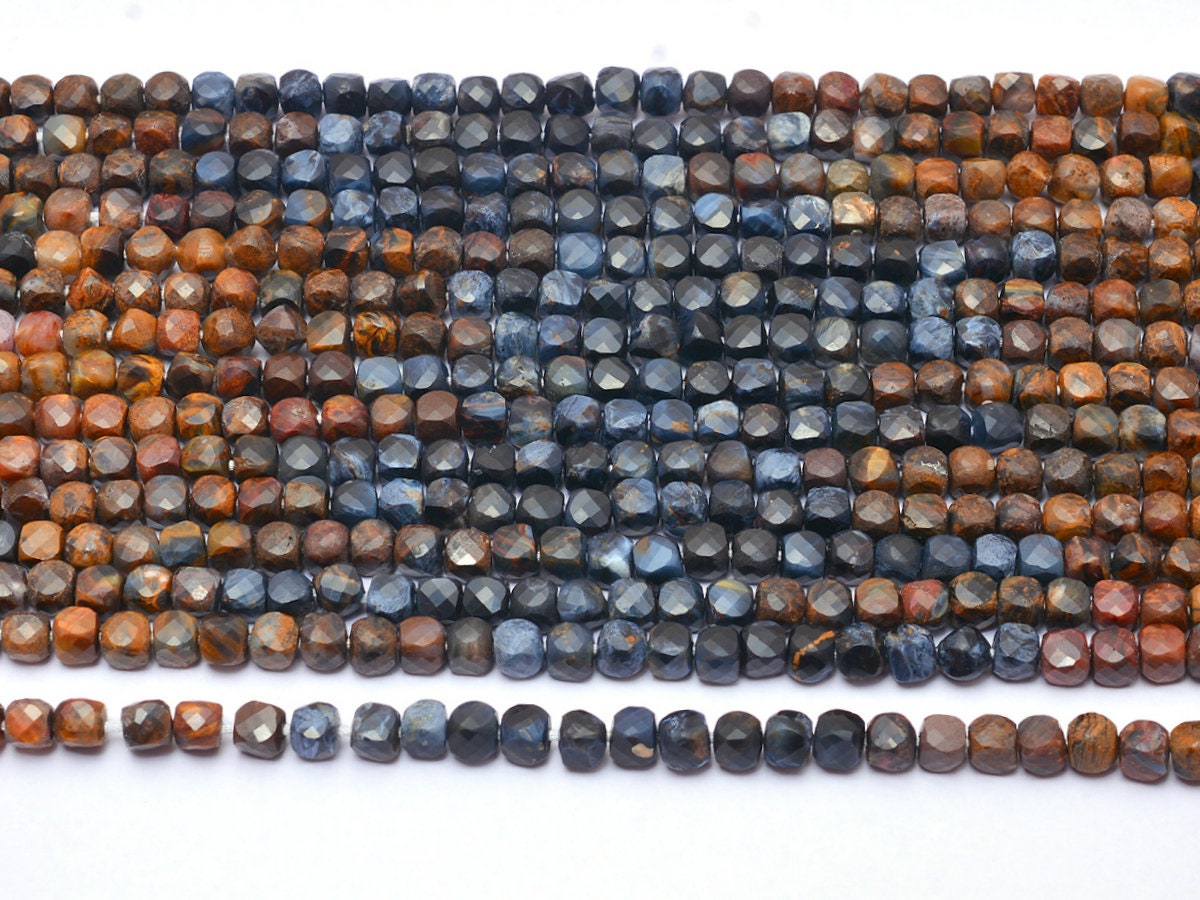 Pietersite Gemstone 4mm Faceted Cube 3d Box Beads | Aaa+ Natural Pietersite Semi Precious Gemstone Loose Fancy Briolette Beads | 13" Strand Pietersite Gemstone 4mm Faceted Cube 3d Box Beads | Aaa+ Natural Pietersite Semi Precious Gemstone Loose Fancy Briolette Beads | 13" Strand