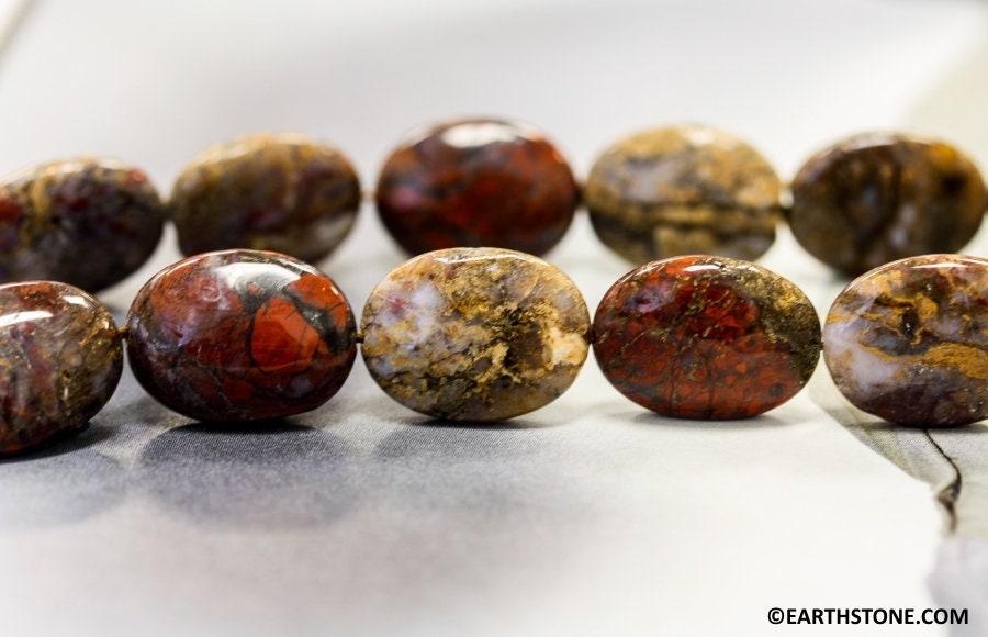 L/ Pietersite 15x20mm Flat Oval Beads 15.5" Strand Natural Jasper Gemstone Beads For Jewelry Making