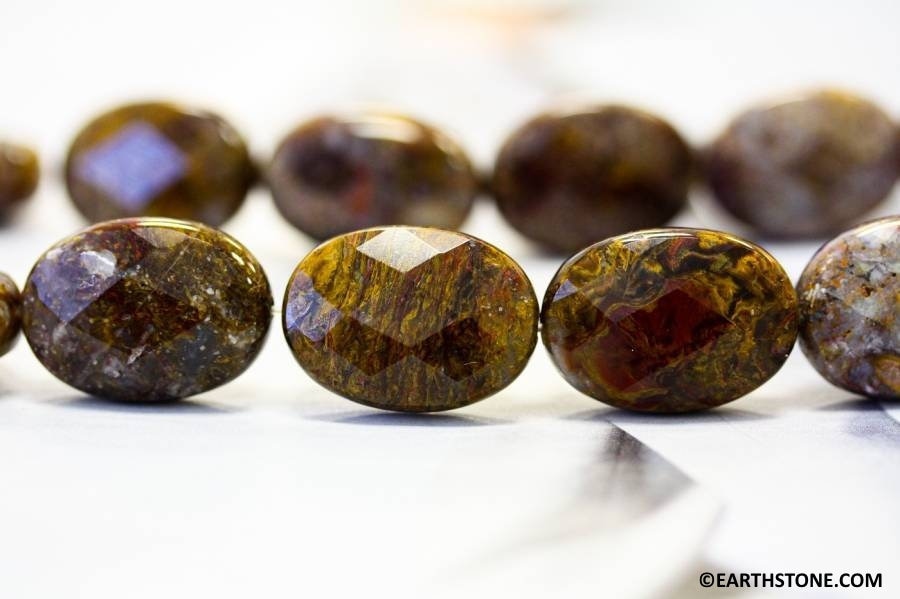 L/ Pietersite 18x25mm Faceted Flat Oval Beads 15" Strand Natural Gemstone For Jewelry Making L/ Pietersite 18x25mm Faceted Flat Oval Beads 15" Strand Natural Gemstone For Jewelry Making