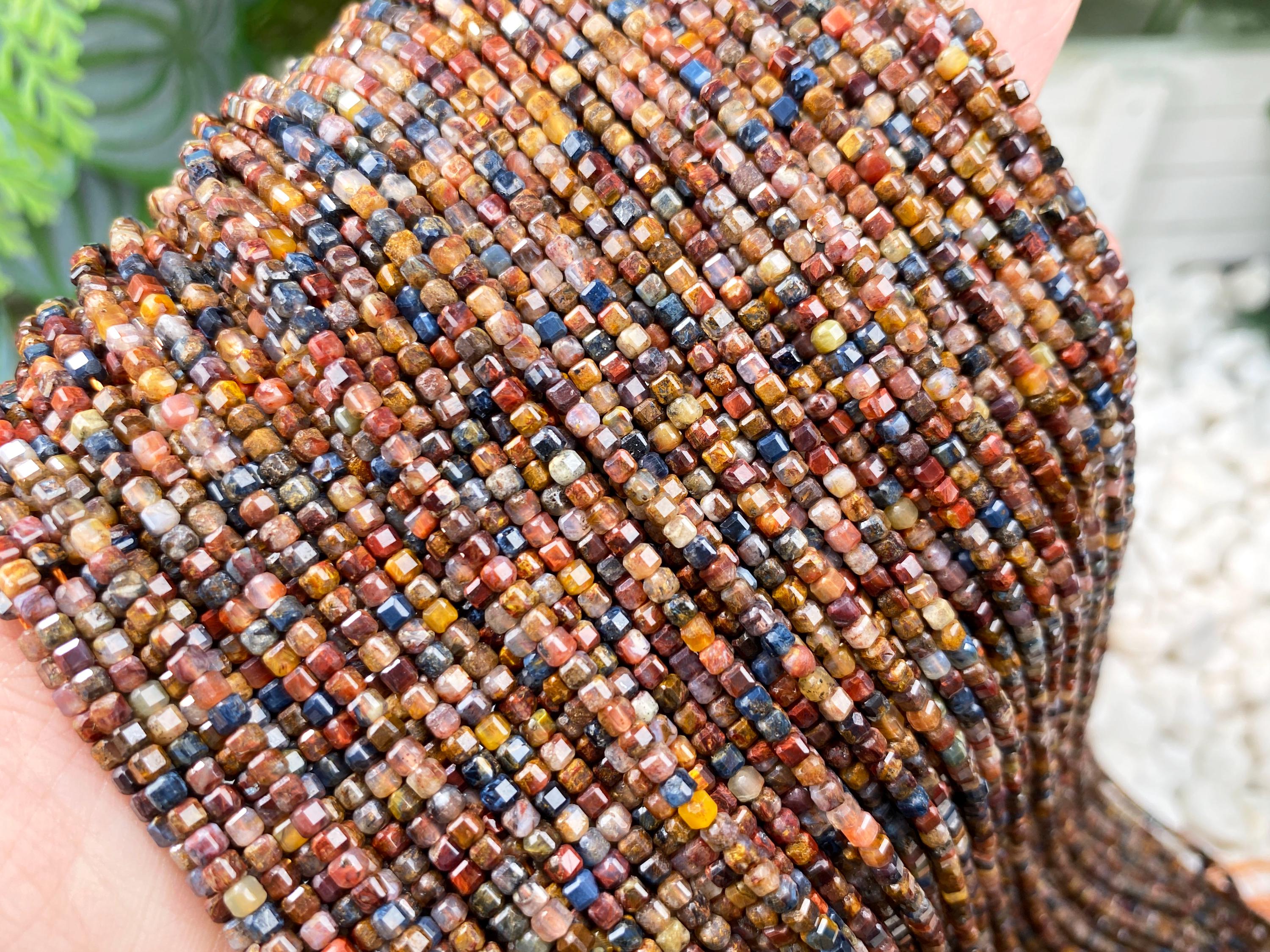 Natural 2mm Pietersite Faceted Square Beads,loose Gemstone Semi Precious Stone For Jewelry/neckalce/bracelets/gift Making Beads.