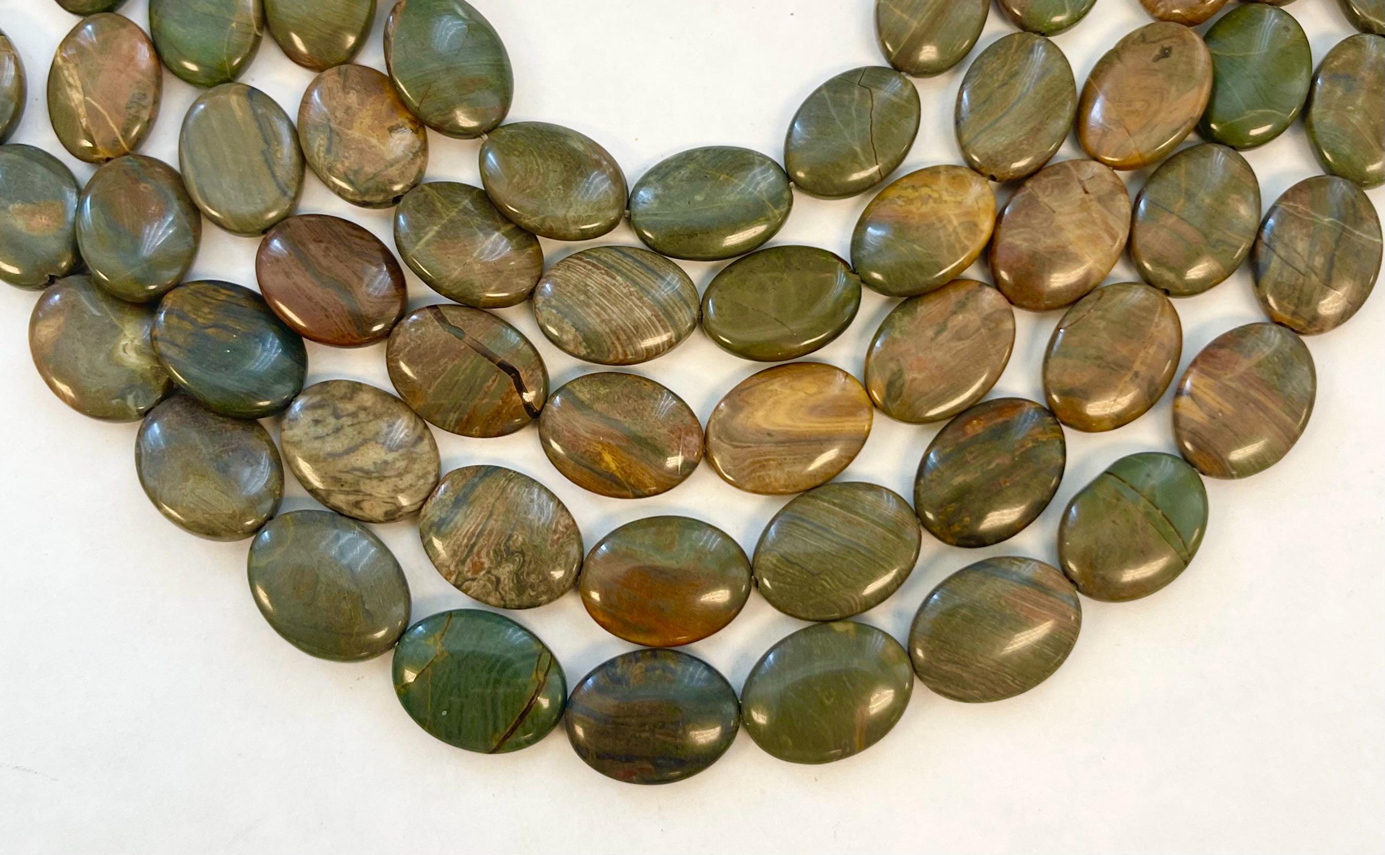 Natural Pitersite 18x13x5mm Flat Oval Gemstone Beads -- 15 Inch Strand