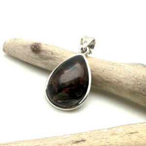 Pietersite Pendant 18mm / Petersite Teardrop Pendant / 925 Sterling Silver / Strength And Willpower