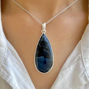 Pietersite Pendant / 925 Sterling Silver  / Healing Gemstone / Gifts for her / Pear Cab / Pietersite Jewelry / Statement Pendant PIT-P-142.