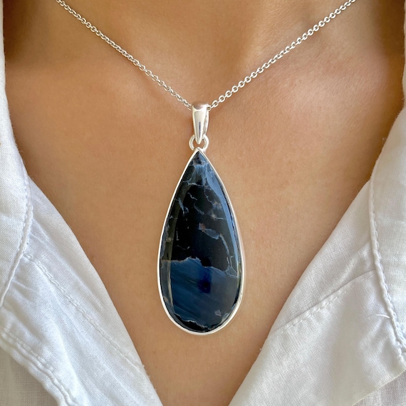 Pietersite Pendant / 925 Sterling Silver / Healing Gemstone / Gifts For Her / Pear Cab / Pietersite Jewelry / Statement Pendant Pit-p-142.