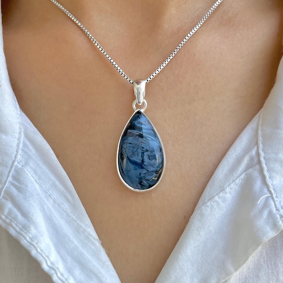 Pietersite Pendant / 925 Sterling Silver / Healing Gemstone / Gifts For Her / Pear Cab / Pietersite Jewelry / Statement Pendant Pit-p-155.