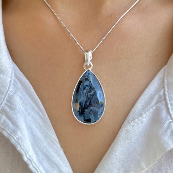 Pietersite Pendant / 925 Sterling Silver / Healing Gemstone / Gifts For Her / Pear Cab / Pietersite Jewelry / Statement Pendant Pit-p-152.