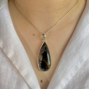 Pietersite Pendant / 925 Sterling Silver / Healing Gemstone / Gifts for her / Pear Cab / Pietersite Jewelry / Statement Pendant PIT-P-29.