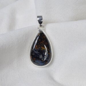 Pietersite 925 Sterling Silver Pendant: Handmade Pear Gemstone Jewelry