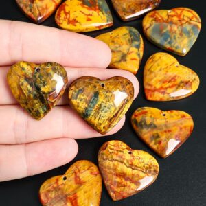 Aaa Rare South African Pietersite Heart Pendant Flashy Golden Yellow Red Crystal Necklace One Of A Kind Gemstone Jewelry