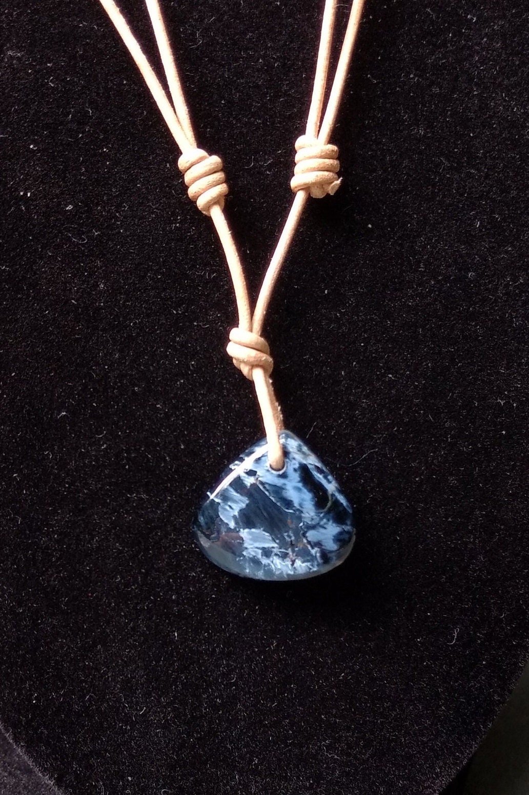 Pietersite Pendant Adjustable Leather Necklace Handmade By Chris Hay