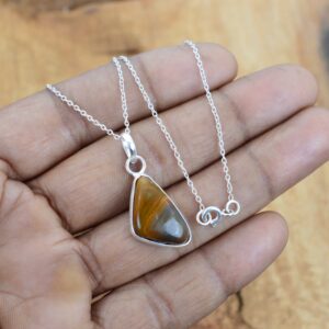 Blue Pietersite 925 Sterling Silver Pendant Necklace (18 Inch Chain)