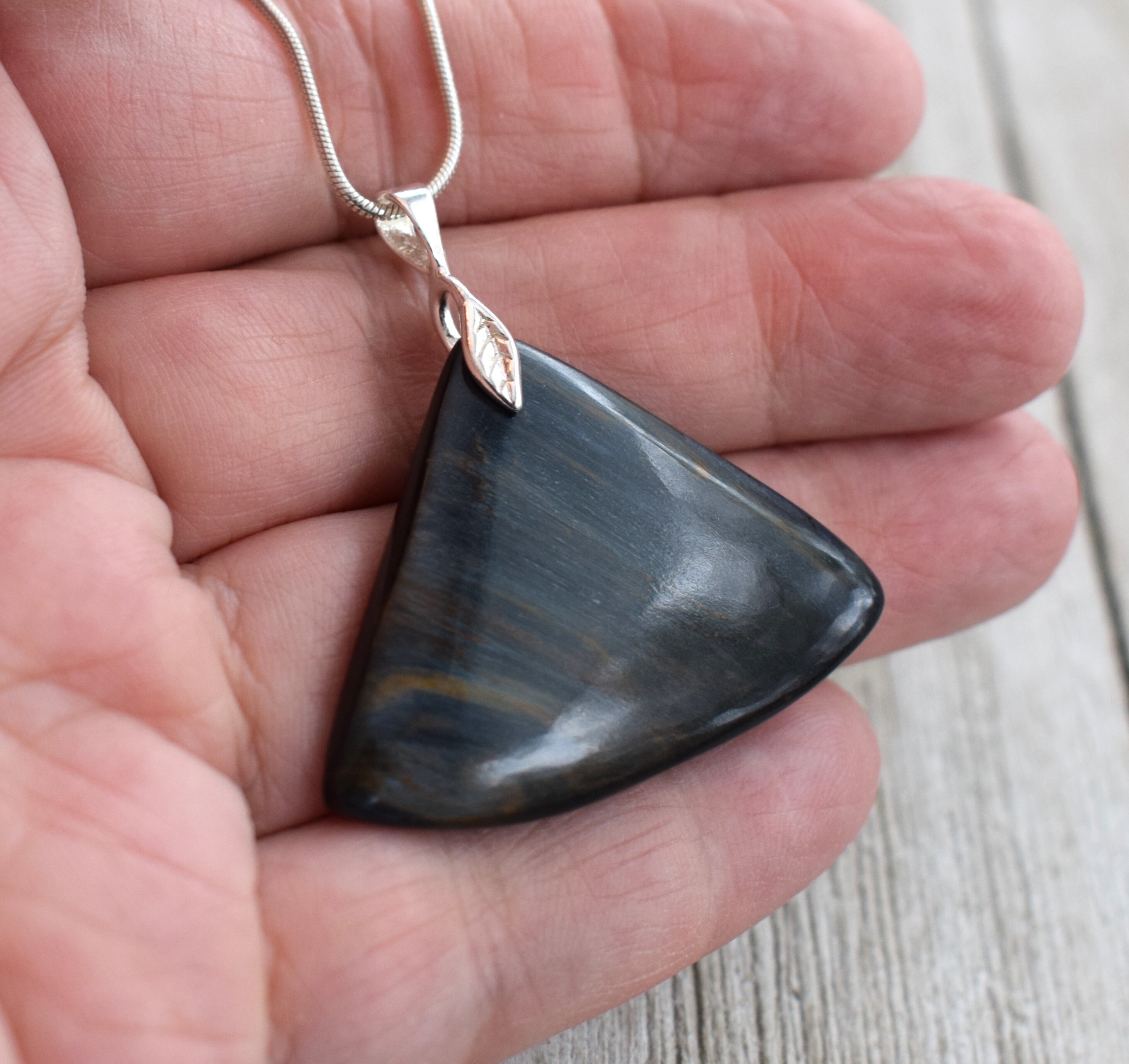 Pietersite Freeform Pendant - Natural Hand Polished Tempest Stone - Aaa Quality Semi Precious Stone - Sterling Silver - Choice Of Chain
