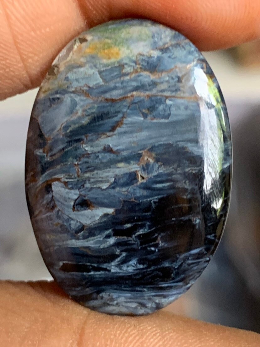 Good Quality- Natural Pietersite Oval Shape Cabochon, Flat Back Gemstone Beads Cabochon Size- 20/28mm Loose Stone For Making Pendant