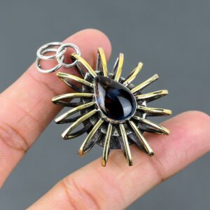 Handmade Pietersite Pendant: 925 Sterling Silver, 18K Gold Plated Cage Jewelry