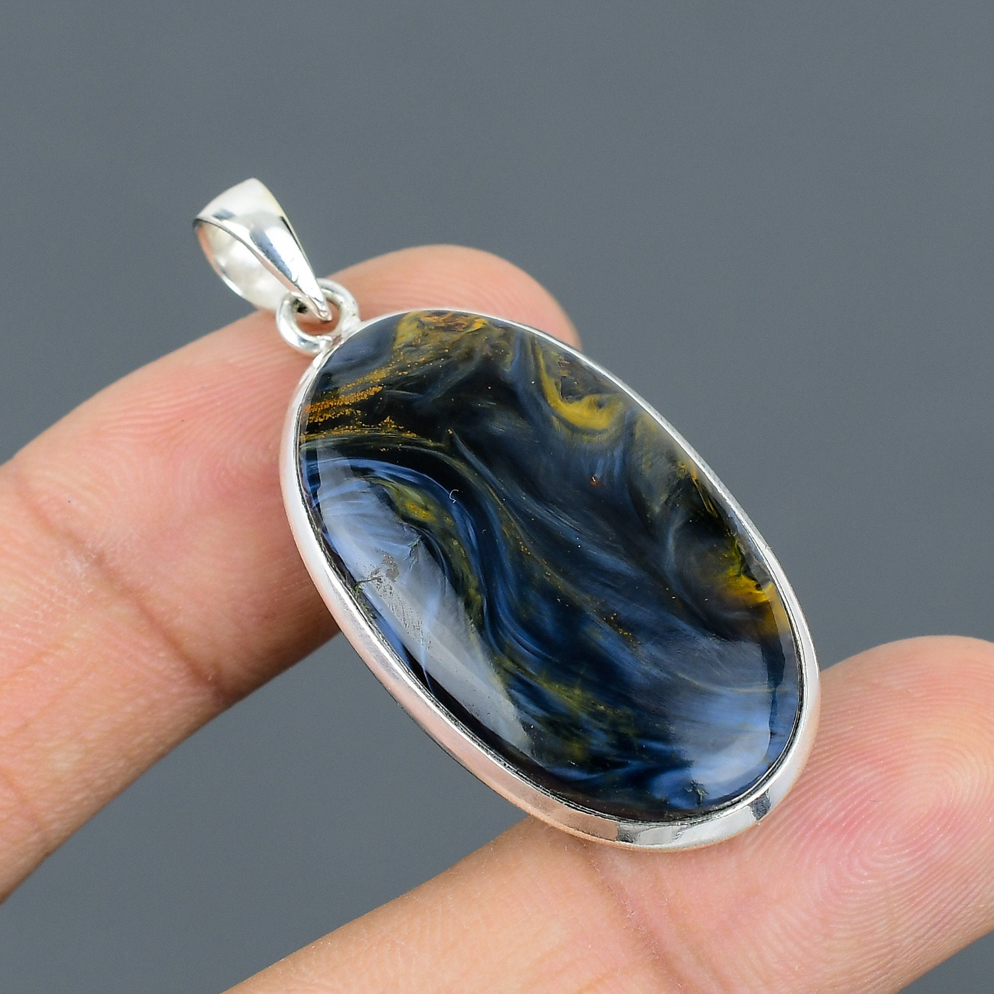 Handmade Pietersite Pendant: 925 Sterling Silver Gemstone Jewelry