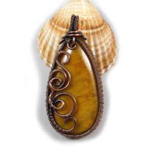 Handmade Copper Wire Wrapped Pietersite Pendant - Artisan Jewelry