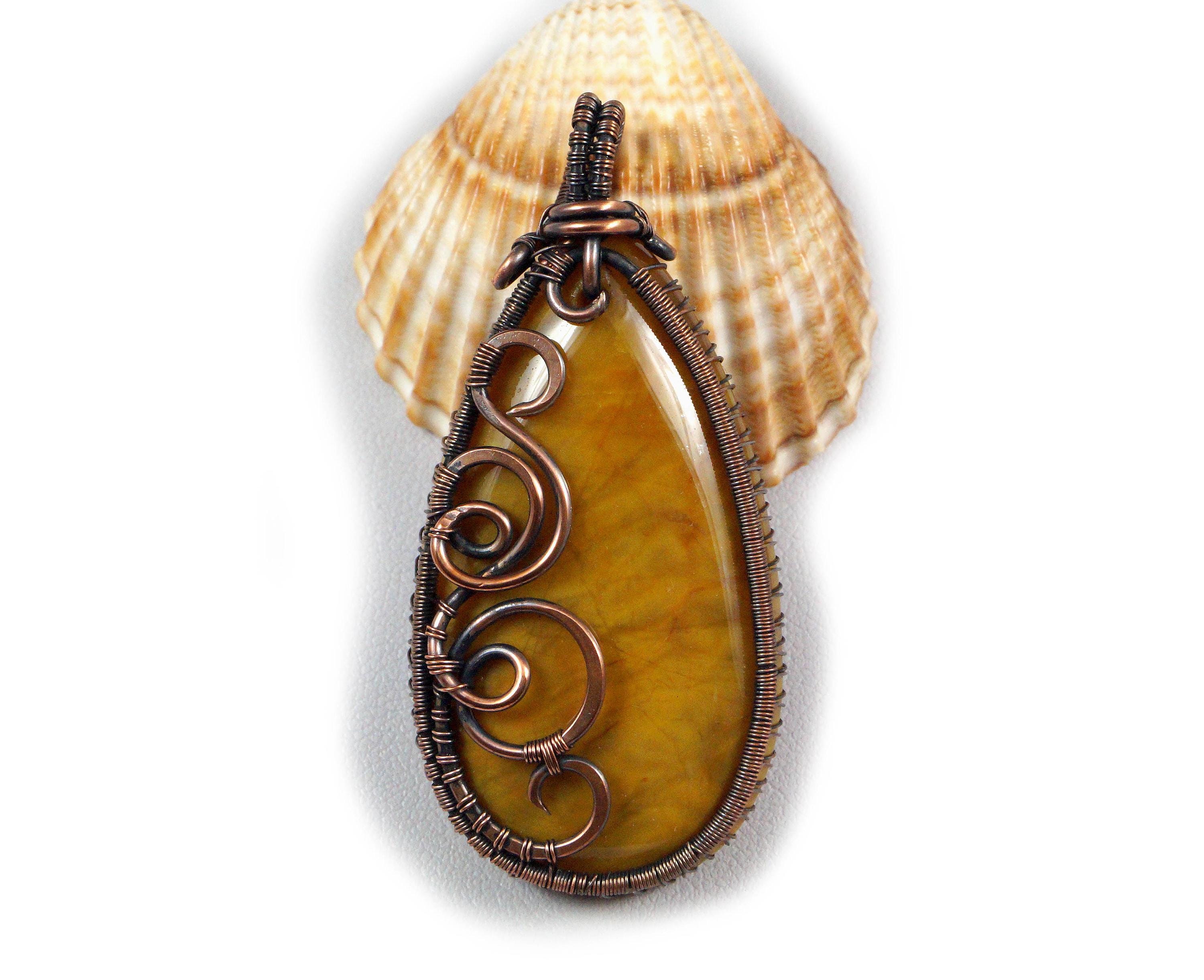 Handmade Copper Wire Wrapped Pietersite Pendant - Artisan Jewelry