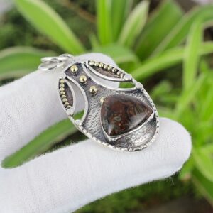 Handmade Golden Pietersite Pendant: 925 Sterling Silver, 18K Gold Plated