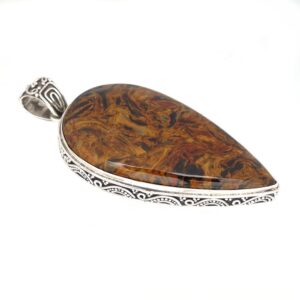Pietersite Pendant  Handmade Ornate setting Large size stone Bali made