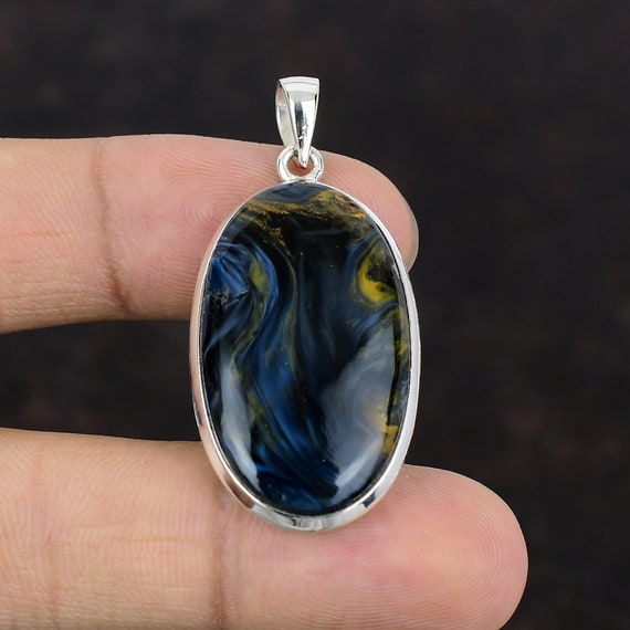 Handmade Pietersite Pendant: Oval Gemstone, 925 Sterling Silver, Boho Jewelry
