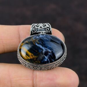 Handmade Pietersite Pendant: Oval Gemstone, 925 Sterling Silver