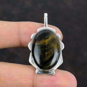 Handmade Pietersite Pendant: Oval Gemstone, 925 Sterling Silver