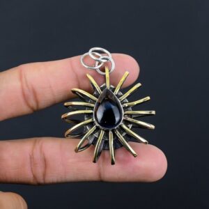 Handmade Pietersite Pear Pendant, 925 Sterling Silver 18k Gold Plated Cage