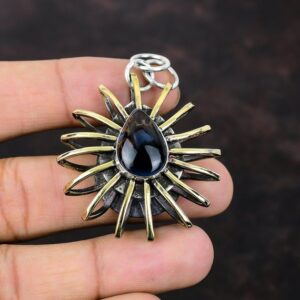 Handmade Pietersite Pear Pendant: 925 Sterling Silver, 18K Gold Plated