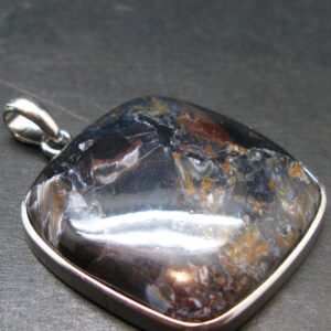 Natural Pietersite Polished Silver Pendant From Namibia - 1.4" - 8.91 Grams