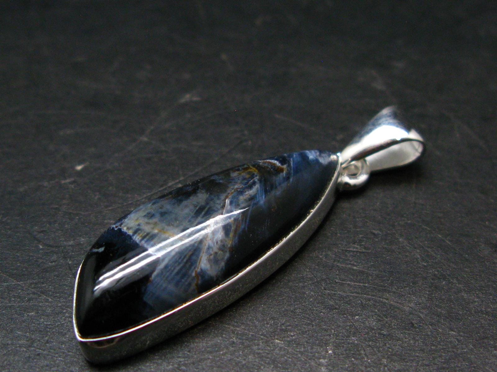Natural Pietersite Polished Silver Plated Pendant From Namibia - 1.6" - 4.74 Grams