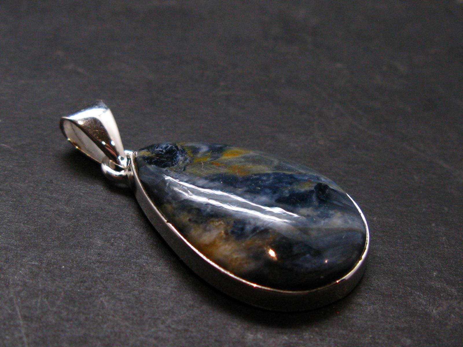 Natural Pietersite Polished Silver Plated Pendant From Namibia - 1.5" - 4.7 Grams